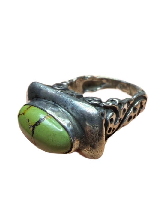 Dian malouf Jewelry - Dian Malouf Vintage Turquoise Ring Scroll Sterling Silver Sz 6.25 Artisan